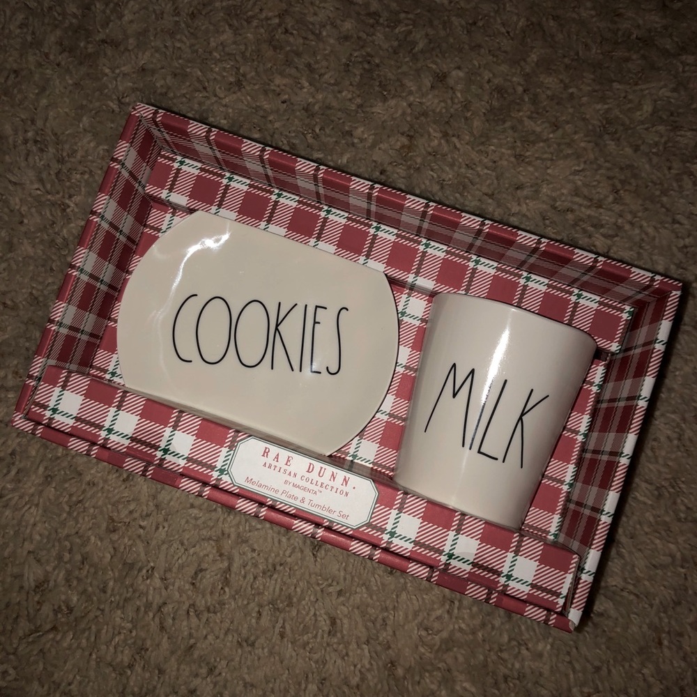 Rae Dunn cookies and milk set